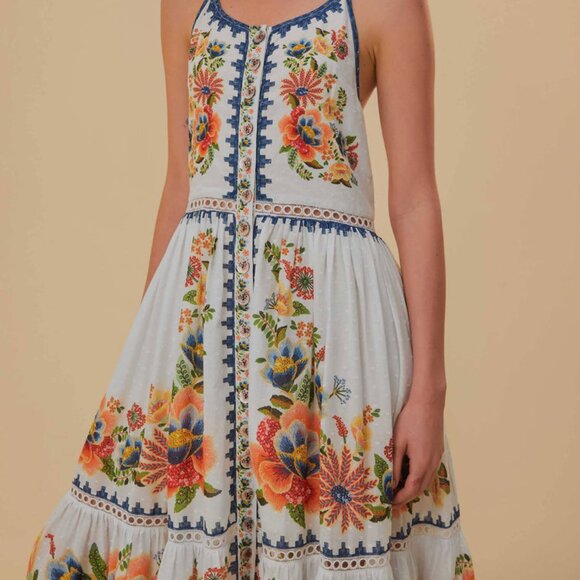 Farm Rio Off-White Delicate Garden Midi Dress new with tags - Picture 4 of 13